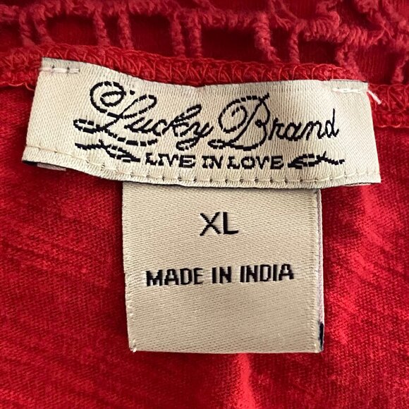 Women's Lucky Brand Red Racer Back Crochet Back Tank Top Size X-Large - Picture 2 of 7